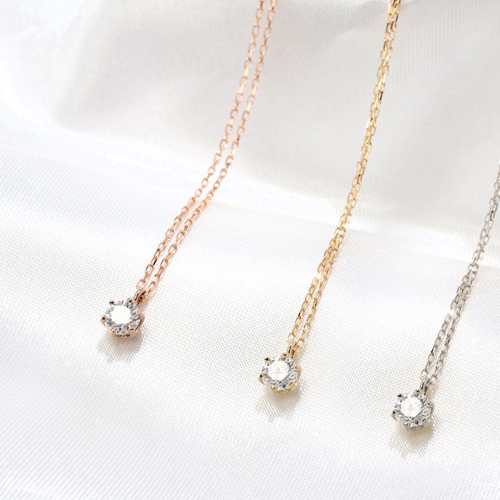 モアサナイト ネックレス 一粒 4mm レディース K18 Pt900 K10 モアッサナイト シンプル 小豆チェーン 誕生日 彼女 奥さん プレゼント クリスマス (品番 mh-0441-moissanite)