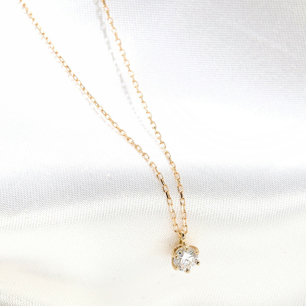 モアサナイト ネックレス 一粒 4mm レディース K18 Pt900 K10 モアッサナイト シンプル 小豆チェーン 誕生日 彼女 奥さん プレゼント クリスマス (品番 mh-0441-moissanite)