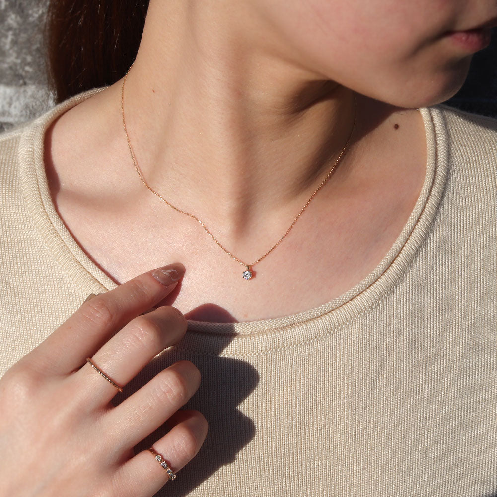 モアサナイト ネックレス 一粒 4mm レディース K18 Pt900 K10 モアッサナイト シンプル 小豆チェーン 誕生日 彼女 奥さん プレゼント クリスマス (品番 mh-0441-moissanite)