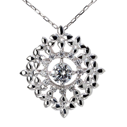 ダイヤモンド 鑑定書付き ネックレス 0.25ct 大ぶり ペンダント フラワー 18金 プラチナ レディース 花 K18 Pt900 存在感 上品 華やか 高級 ご褒美 お祝い (品番 mh-0444-4-cgl)