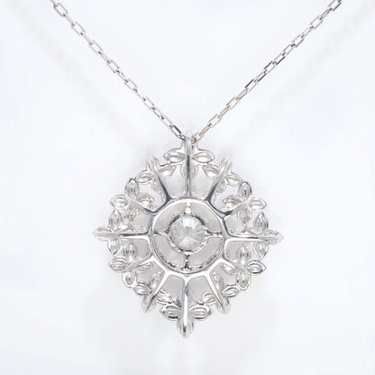 ダイヤモンド 鑑定書付き ネックレス 0.25ct 大ぶり ペンダント フラワー 18金 プラチナ レディース 花 K18 Pt900 存在感 上品 華やか 高級 ご褒美 お祝い (品番 mh-0444-4-cgl)