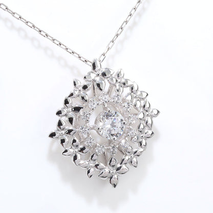ダイヤモンド 鑑定書付き ネックレス 0.25ct 大ぶり ペンダント フラワー 18金 プラチナ レディース 花 K18 Pt900 存在感 上品 華やか 高級 ご褒美 お祝い (品番 mh-0444-4-cgl)