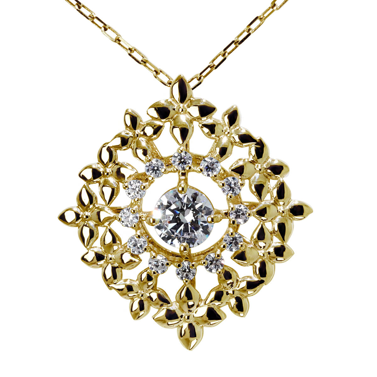 ダイヤモンド 鑑定書付き ネックレス 0.25ct 大ぶり ペンダント フラワー 18金 プラチナ レディース 花 K18 Pt900 存在感 上品 華やか 高級 ご褒美 お祝い (品番 mh-0444-4-cgl)