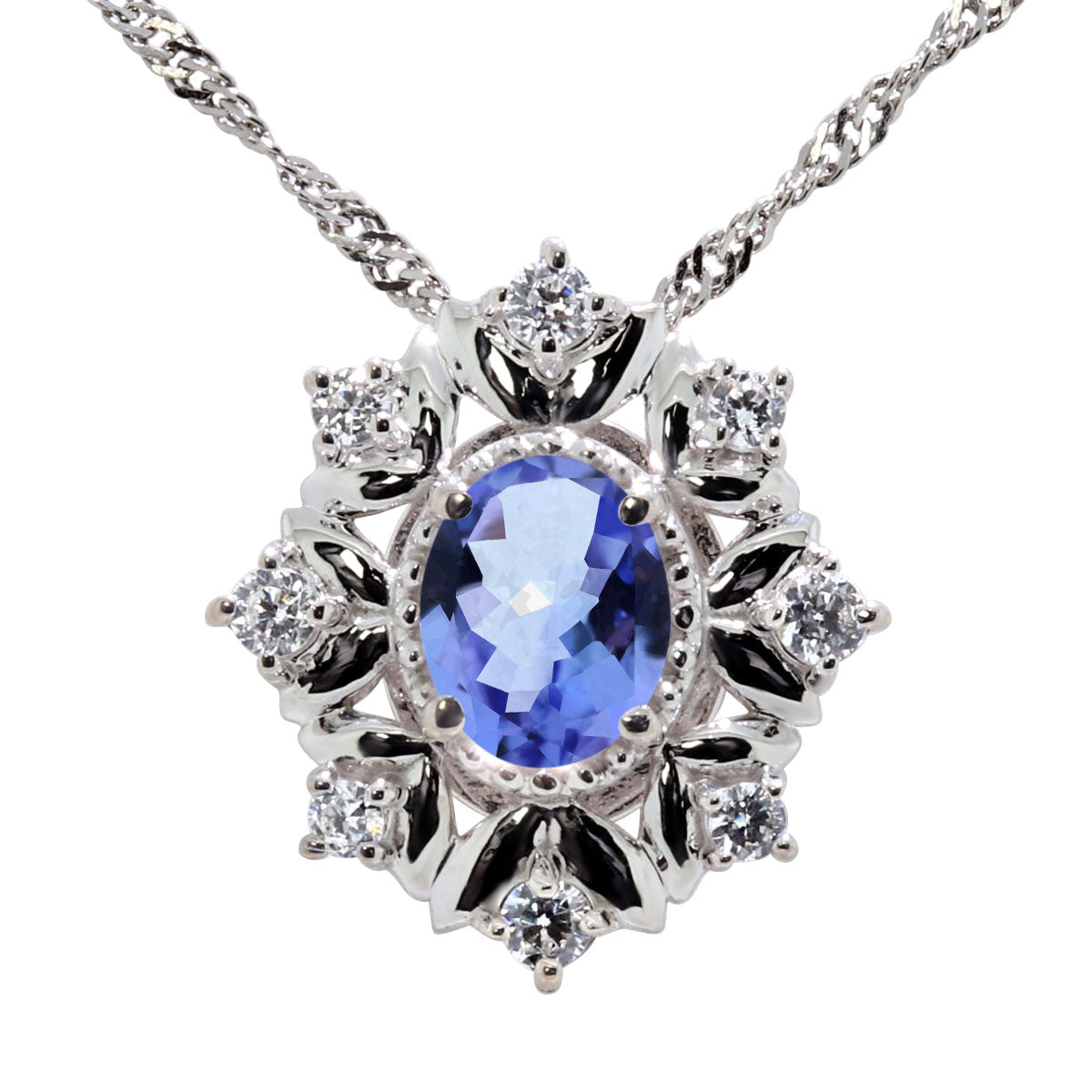 フラワー レディース ネックレス 天然石 オーバル ペンダント 2way 雪の結晶 k18 Pt900 k10 sv925 女性 大人 かわいい エレガント 贈り物 ギフト (品番 mh-0447)