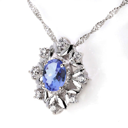 フラワー レディース ネックレス 天然石 オーバル ペンダント 2way 雪の結晶 k18 Pt900 k10 sv925 女性 大人 かわいい エレガント 贈り物 ギフト (品番 mh-0447)