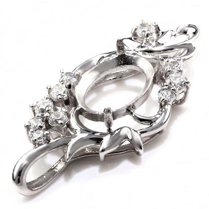 ペンダントトップ 空枠 リーフ 大ぶり オーバル 5mm×7mm 大粒 ネックレス K18 K10 Pt900 SV925 曲線 ボタニカル セミオーダー 誕生日 記念日 ご褒美 (品番 mh-0449-kw)