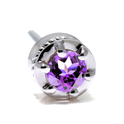 一粒ピアス 片耳 10金 18金 プラチナ シルバー ピアス ツイスト 一粒 スタッド 選べる誕生石 シンプル 自分用 男性 ボーナス モチベーション ご褒美 (品番 mp-0004-m)