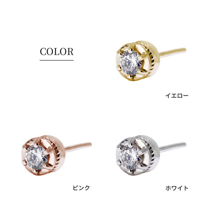 レディース ピアス 一粒 シンプル スタッド 両耳 選べるルース 天然石 k10 k18 pt900 sv925 綺麗 ツイスト お揃い お出かけ デート カップル 彼氏 彼女 (品番 mp-0004-l)