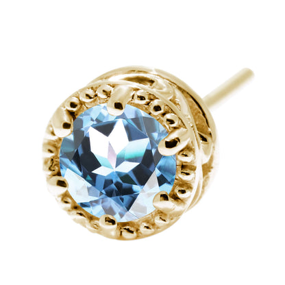 スタッド ピアス 片耳 唐草 一粒 4mm 選べる誕生石 10金 18金 プラチナ シルバー メンズ ミル調 シンプル X'mas ホワイトデー 男性 重ね着け 工房直販 (品番 mp-0008-m)