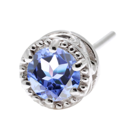 スタッド ピアス 片耳 唐草 一粒 4mm 選べる誕生石 10金 18金 プラチナ シルバー メンズ ミル調 シンプル X'mas ホワイトデー 男性 重ね着け 工房直販 (品番 mp-0008-m)