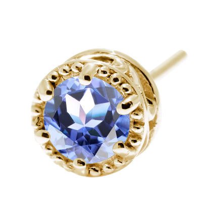 スタッド ピアス 片耳 唐草 一粒 4mm 選べる誕生石 10金 18金 プラチナ シルバー メンズ ミル調 シンプル X'mas ホワイトデー 男性 重ね着け 工房直販 (品番 mp-0008-m)