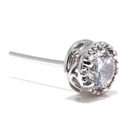 一粒 ダイヤモンド ピアス K18 Pt900 スタッド 鑑定書付き 0.25ct 中央宝石研究所 アラベスク レディース 両耳 ミル調 シンプル ご褒美 特別 高品質 ギフト (品番 mp-0008-4-cgl-l)