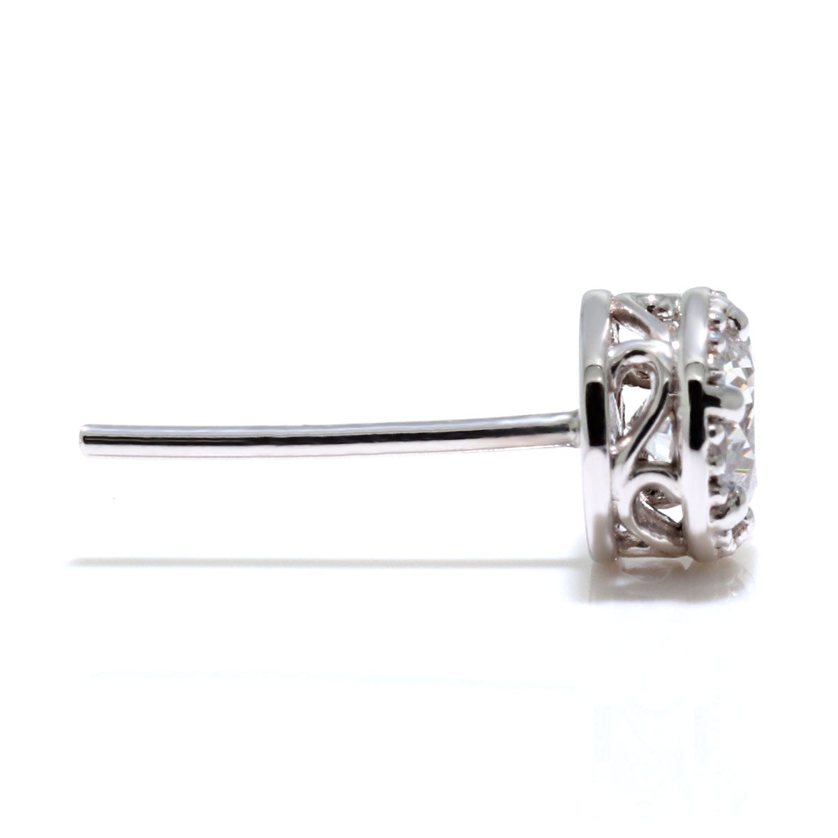 一粒 ダイヤモンド ピアス K18 Pt900 スタッド 鑑定書付き 0.25ct 中央宝石研究所 アラベスク レディース 両耳 ミル調 シンプル ご褒美 特別 高品質 ギフト (品番 mp-0008-4-cgl-l)