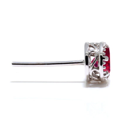 スタッド ピアス 片耳 唐草 一粒 4mm 選べる誕生石 10金 18金 プラチナ シルバー メンズ ミル調 シンプル X'mas ホワイトデー 男性 重ね着け 工房直販 (品番 mp-0008-m)