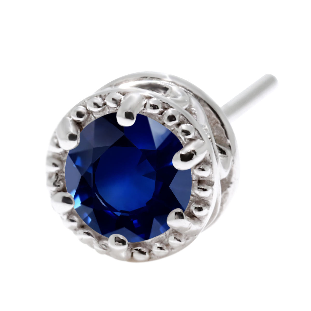 スタッド ピアス 片耳 唐草 一粒 4mm 選べる誕生石 10金 18金 プラチナ シルバー メンズ ミル調 シンプル X'mas ホワイトデー 男性 重ね着け 工房直販 (品番 mp-0008-m)