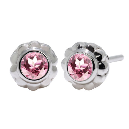 一粒 ピアス レディース フラワー 可愛い スタッドピアス 両耳セット K10 K18 Pt900 SV925 天然石 3mm シンプル 上品 工房直販 ジュエリー 普段使い (品番 mp-0009-l)