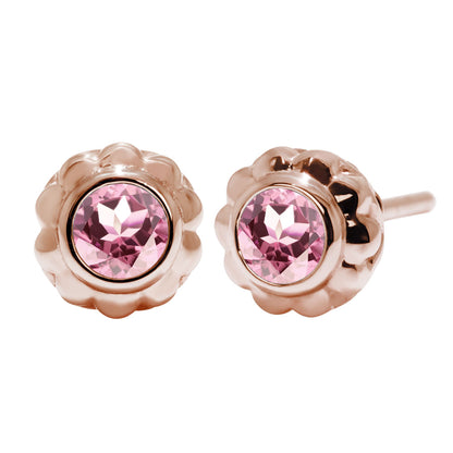 一粒 ピアス レディース フラワー 可愛い スタッドピアス 両耳セット K10 K18 Pt900 SV925 天然石 3mm シンプル 上品 工房直販 ジュエリー 普段使い (品番 mp-0009-l)
