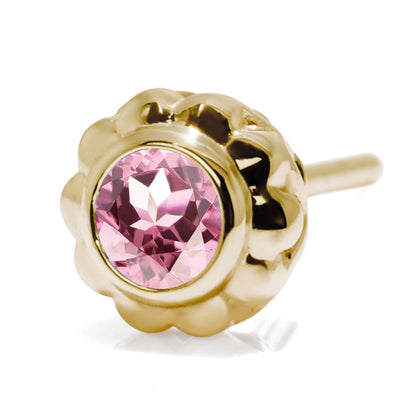片耳 メンズ ピアス 選べる シルバー 18金 10金 プラチナ 一粒 誕生石 3mm フラワー スタッド 伏せ込み 花 シンプル おしゃれ 誕生日 記念日 ギフト (品番 mp-0009-m)