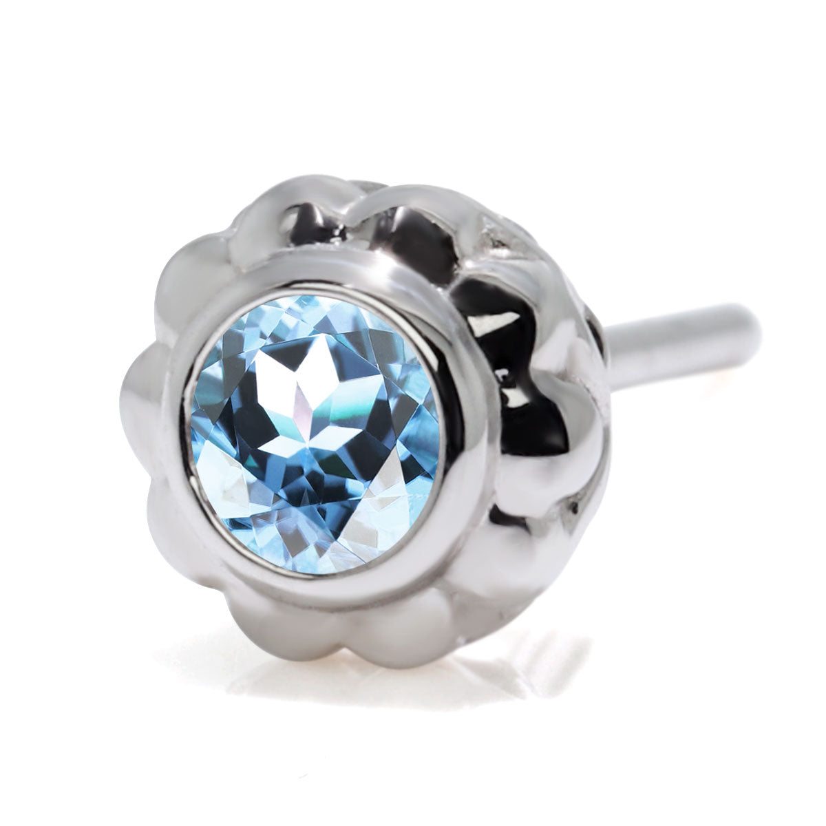 片耳 メンズ ピアス 選べる シルバー 18金 10金 プラチナ 一粒 誕生石 3mm フラワー スタッド 伏せ込み 花 シンプル おしゃれ 誕生日 記念日 ギフト (品番 mp-0009-m)