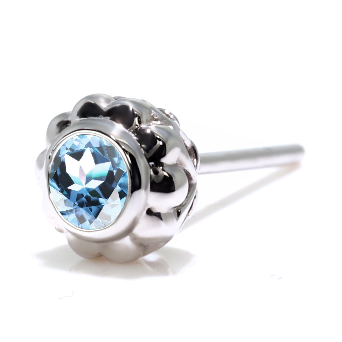 一粒 ピアス レディース フラワー 可愛い スタッドピアス 両耳セット K10 K18 Pt900 SV925 天然石 3mm シンプル 上品 工房直販 ジュエリー 普段使い (品番 mp-0009-l)