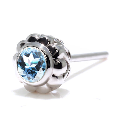 一粒 ピアス レディース フラワー 可愛い スタッドピアス 両耳セット K10 K18 Pt900 SV925 天然石 3mm シンプル 上品 工房直販 ジュエリー 普段使い (品番 mp-0009-l)