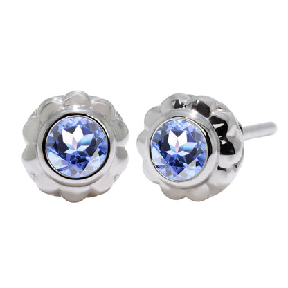 一粒 ピアス レディース フラワー 可愛い スタッドピアス 両耳セット K10 K18 Pt900 SV925 天然石 3mm シンプル 上品 工房直販 ジュエリー 普段使い (品番 mp-0009-l)