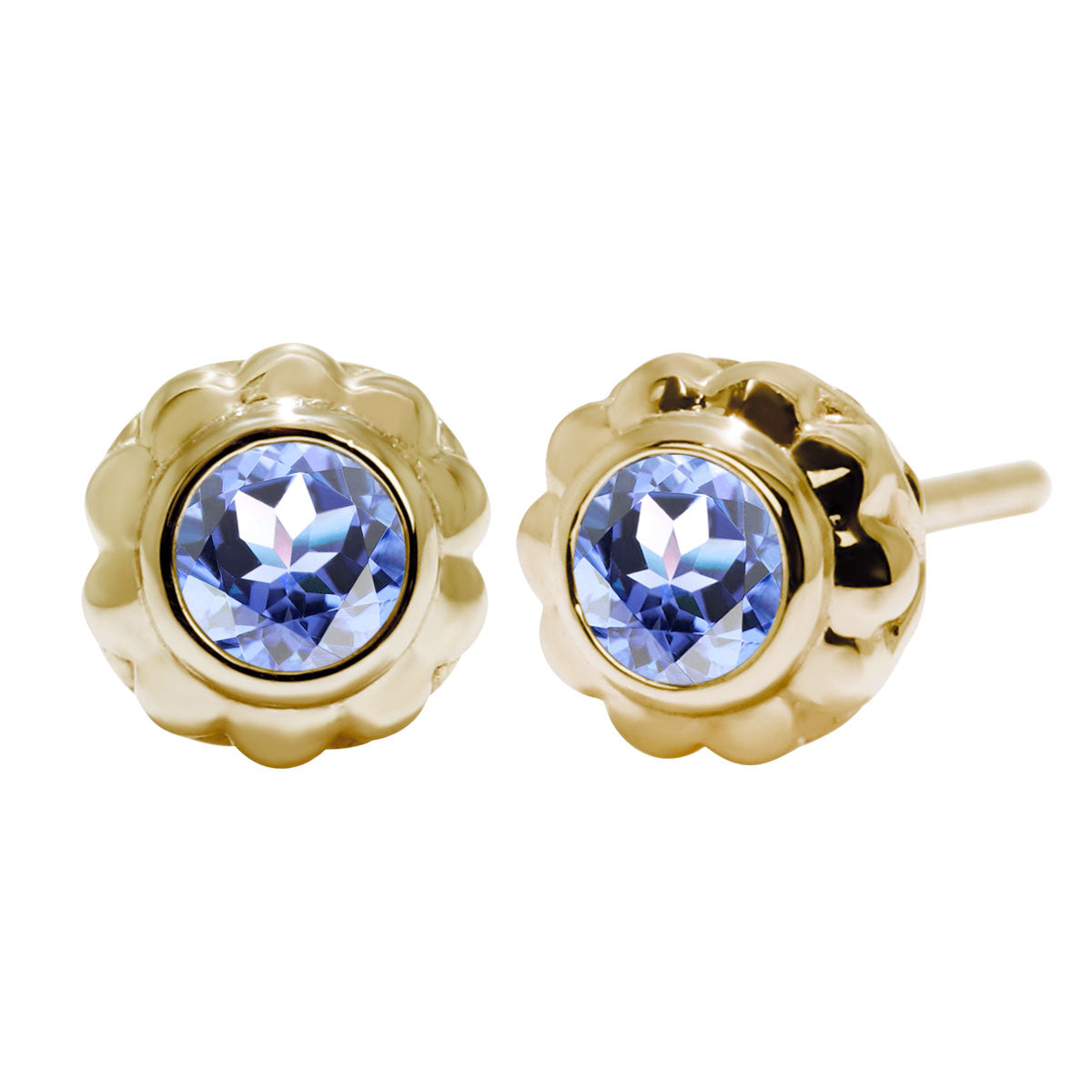 一粒 ピアス レディース フラワー 可愛い スタッドピアス 両耳セット K10 K18 Pt900 SV925 天然石 3mm シンプル 上品 工房直販 ジュエリー 普段使い (品番 mp-0009-l)