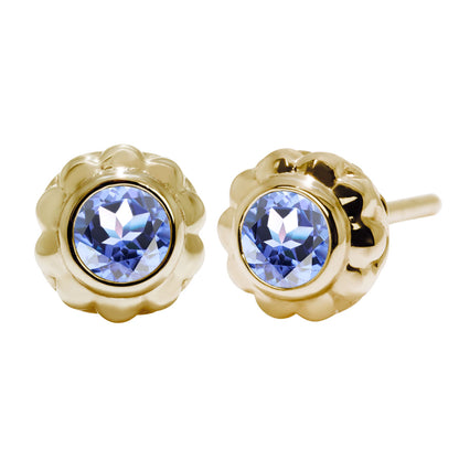 一粒 ピアス レディース フラワー 可愛い スタッドピアス 両耳セット K10 K18 Pt900 SV925 天然石 3mm シンプル 上品 工房直販 ジュエリー 普段使い (品番 mp-0009-l)