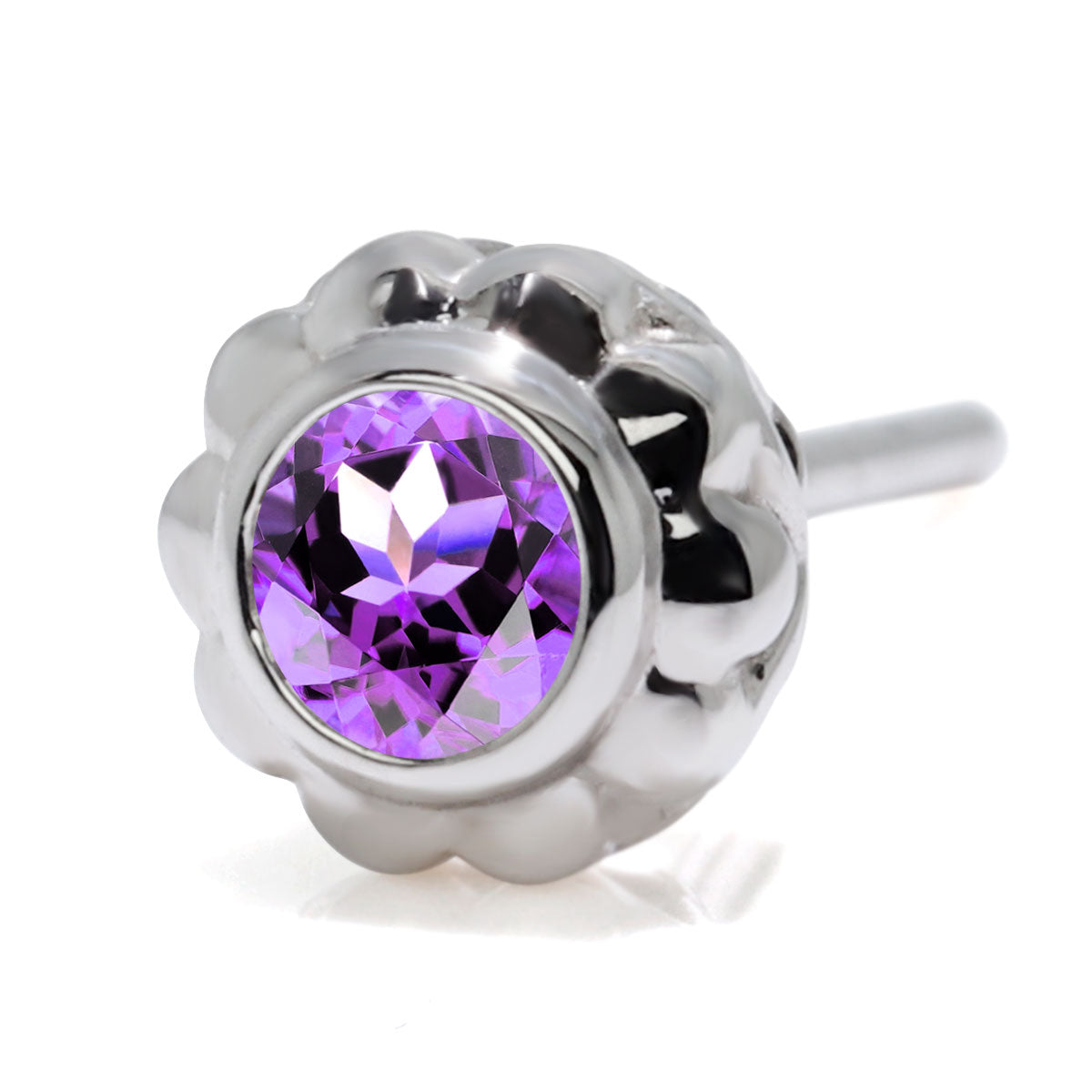 片耳 メンズ ピアス 選べる シルバー 18金 10金 プラチナ 一粒 誕生石 3mm フラワー スタッド 伏せ込み 花 シンプル おしゃれ 誕生日 記念日 ギフト (品番 mp-0009-m)