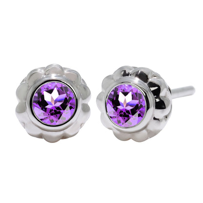 一粒 ピアス レディース フラワー 可愛い スタッドピアス 両耳セット K10 K18 Pt900 SV925 天然石 3mm シンプル 上品 工房直販 ジュエリー 普段使い (品番 mp-0009-l)