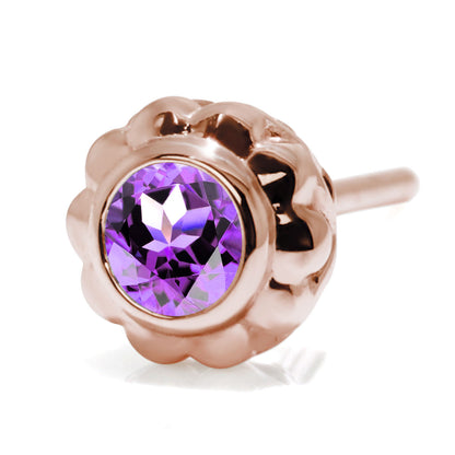 片耳 メンズ ピアス 選べる シルバー 18金 10金 プラチナ 一粒 誕生石 3mm フラワー スタッド 伏せ込み 花 シンプル おしゃれ 誕生日 記念日 ギフト (品番 mp-0009-m)