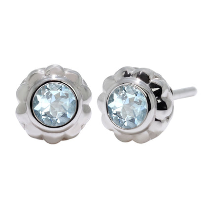 一粒 ピアス レディース フラワー 可愛い スタッドピアス 両耳セット K10 K18 Pt900 SV925 天然石 3mm シンプル 上品 工房直販 ジュエリー 普段使い (品番 mp-0009-l)