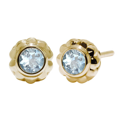 一粒 ピアス レディース フラワー 可愛い スタッドピアス 両耳セット K10 K18 Pt900 SV925 天然石 3mm シンプル 上品 工房直販 ジュエリー 普段使い (品番 mp-0009-l)