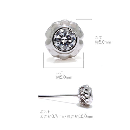 一粒 ピアス レディース フラワー 可愛い スタッドピアス 両耳セット K10 K18 Pt900 SV925 天然石 3mm シンプル 上品 工房直販 ジュエリー 普段使い (品番 mp-0009-l)