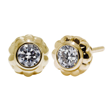 一粒 ピアス レディース フラワー 可愛い スタッドピアス 両耳セット K10 K18 Pt900 SV925 天然石 3mm シンプル 上品 工房直販 ジュエリー 普段使い (品番 mp-0009-l)
