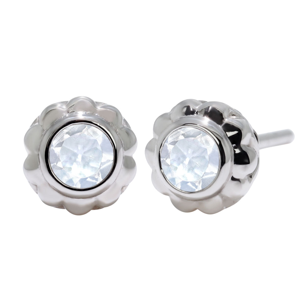 一粒 ピアス レディース フラワー 可愛い スタッドピアス 両耳セット K10 K18 Pt900 SV925 天然石 3mm シンプル 上品 工房直販 ジュエリー 普段使い (品番 mp-0009-l)