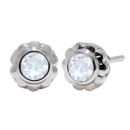 一粒 ピアス レディース フラワー 可愛い スタッドピアス 両耳セット K10 K18 Pt900 SV925 天然石 3mm シンプル 上品 工房直販 ジュエリー 普段使い (品番 mp-0009-l)