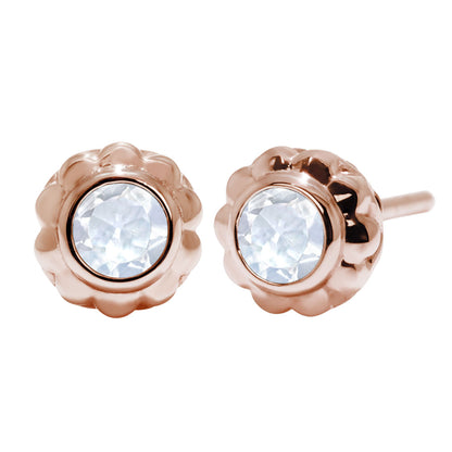 一粒 ピアス レディース フラワー 可愛い スタッドピアス 両耳セット K10 K18 Pt900 SV925 天然石 3mm シンプル 上品 工房直販 ジュエリー 普段使い (品番 mp-0009-l)
