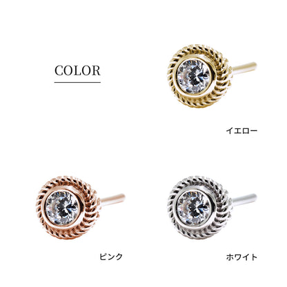 誕生石 ピアス レディース 一粒 天然石 K10 K18 Pt900 SV925 両耳 ツイスト 伏せ込みデザイン スタッド シンプル 可愛い 女性 アンティーク ジュエリー (品番 mp-0010-l)