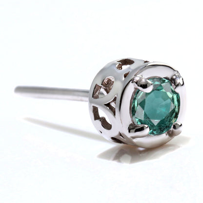 希少石 アレキサンドライト 一粒 ピアス メンズ 唐草 片耳 シンプル かっこいい 10k 18k pt900 スタッド ピアス クリスマス X'mas バースデー 父の日 (品番 mp-0013-alex-m)