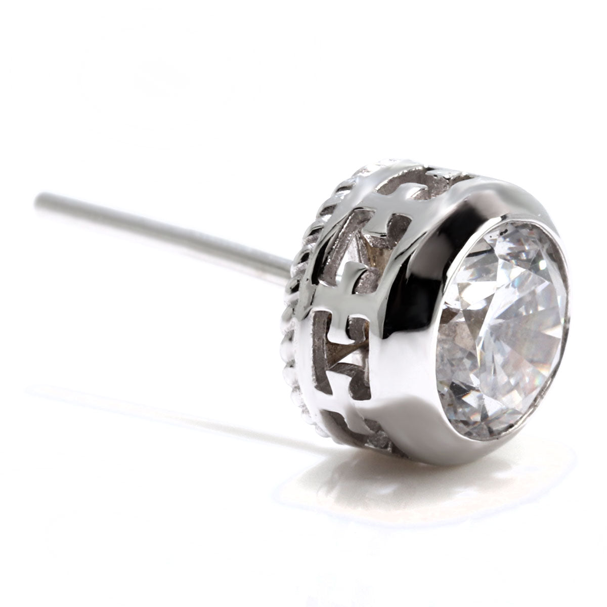 レディース スタッドピアス ダイヤモンド 鑑定書付き 0.5ct 一粒 ピアス K18 Pt900 クラリティ 十字架 ツイスト 覆輪 上質 記念日 高級ジュエリー 日本製 (品番 mp-0019-4-cgl-l)