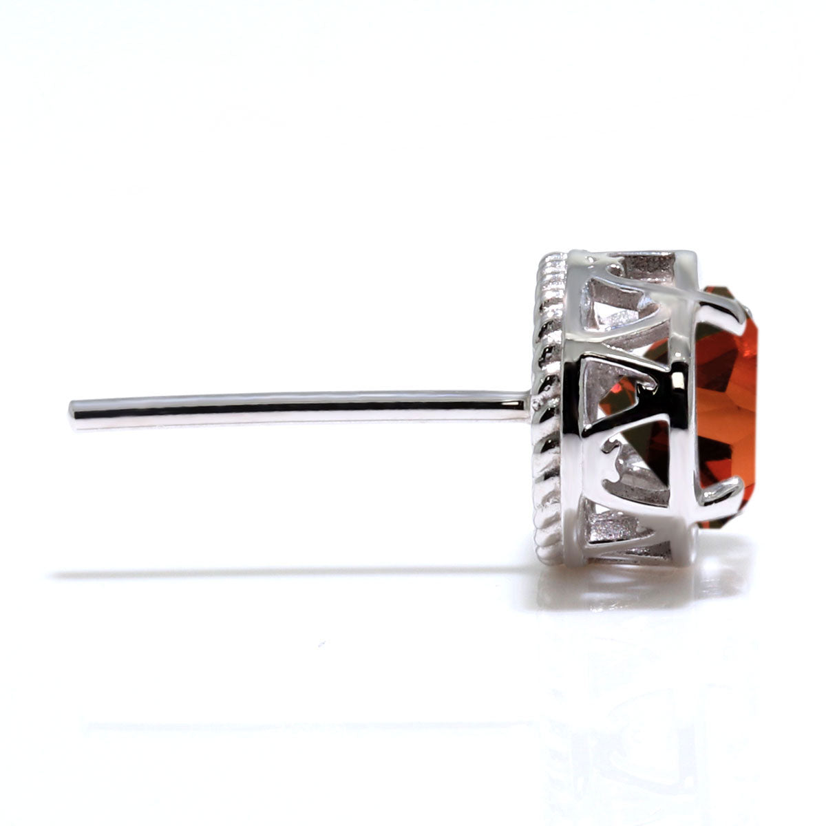 スタッドピアス 18金 伏せ込み 一粒 ラウンド 5mm レディース ピアス 唐草 両耳 10金 プラチナ シルバー ツイスト 隠れハート 男女兼用 カップル お揃い (品番 mp-0020-l)