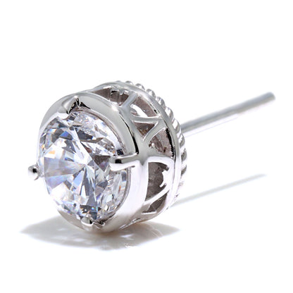 メンズ ピアス 高品質 ダイヤモンド 0.5ct 鑑定書付き 一粒ピアス スタッド 片耳 K18 Pt900 唐草 ツイスト 隠れハート 覆輪 特別 高級ジュエリー 日本製 (品番 mp-0020-4-cgl-m)