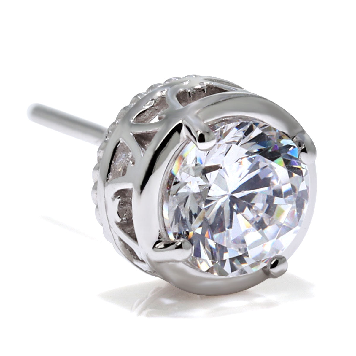 メンズ ピアス 高品質 ダイヤモンド 0.5ct 鑑定書付き 一粒ピアス スタッド 片耳 K18 Pt900 唐草 ツイスト 隠れハート 覆輪 特別 高級ジュエリー 日本製 (品番 mp-0020-4-cgl-m)