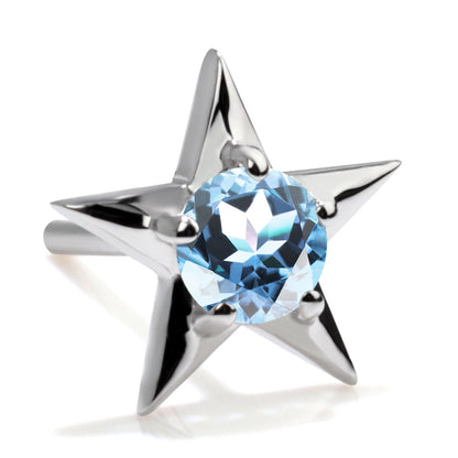 誕生石 ピアス レディース 両耳セット 星モチーフ 一粒ピアス シルバー 10金 18金 プラチナ 天然石 スタッドピアス スター シンプル 可愛い 普段使い (品番 mp-0066-l)