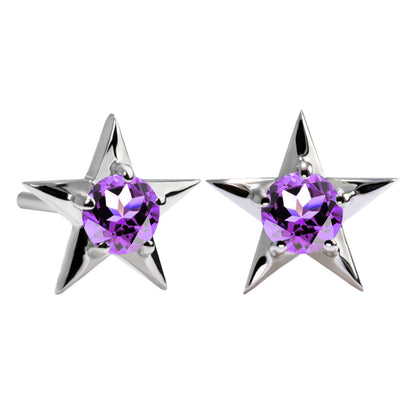 誕生石 ピアス レディース 両耳セット 星モチーフ 一粒ピアス シルバー 10金 18金 プラチナ 天然石 スタッドピアス スター シンプル 可愛い 普段使い (品番 mp-0066-l)