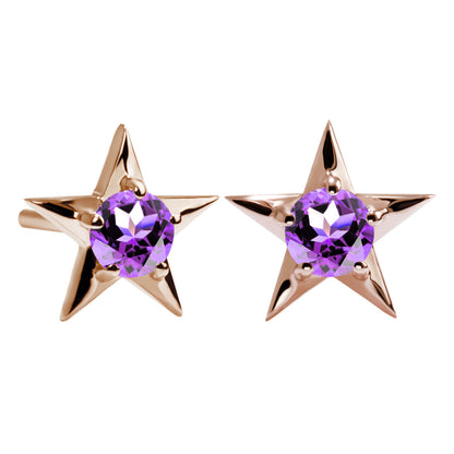 誕生石 ピアス レディース 両耳セット 星モチーフ 一粒ピアス シルバー 10金 18金 プラチナ 天然石 スタッドピアス スター シンプル 可愛い 普段使い (品番 mp-0066-l)