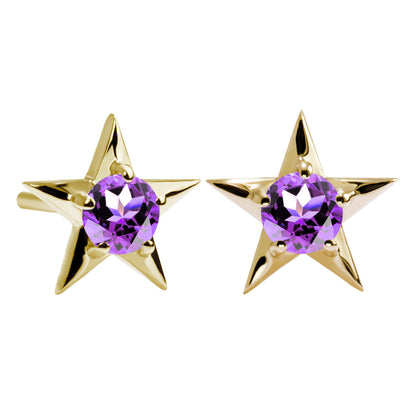 誕生石 ピアス レディース 両耳セット 星モチーフ 一粒ピアス シルバー 10金 18金 プラチナ 天然石 スタッドピアス スター シンプル 可愛い 普段使い (品番 mp-0066-l)