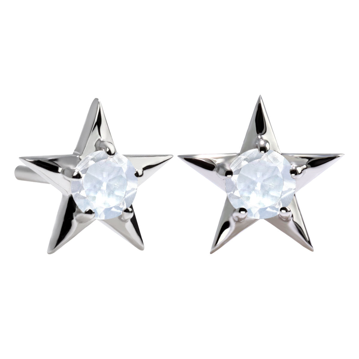 誕生石 ピアス レディース 両耳セット 星モチーフ 一粒ピアス シルバー 10金 18金 プラチナ 天然石 スタッドピアス スター シンプル 可愛い 普段使い (品番 mp-0066-l)
