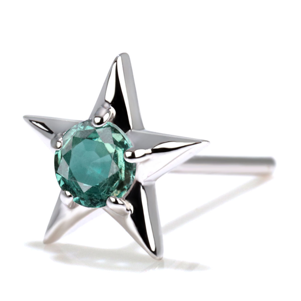 ピアス 一粒 星 アレキサンドライト K18 K10 Pt900 シンプル スターモチーフ 希少石 スタッドピアス レディース ジュエリー 星ピアス 可愛い 女性 人気 (品番 mp-0066-alex-l)